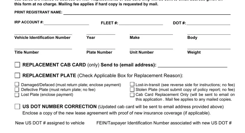 Stage number 1 for filling out irp application form florida