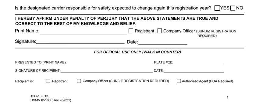 PRESENTED TO PRINT NAME PLATE S, C HSMV  Rev, and YES NO inside irp application form florida
