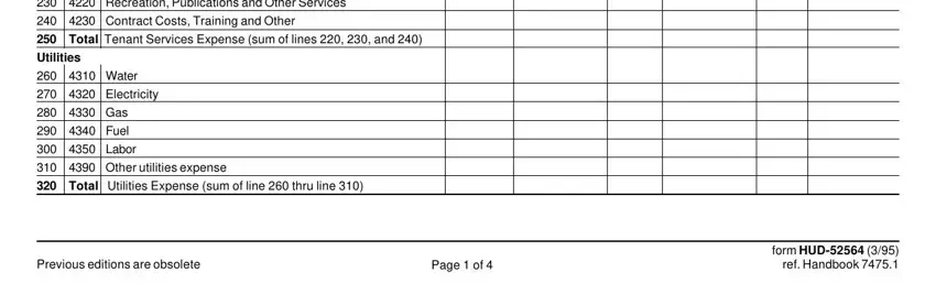Electricity, Gas, and Other utilities expense of hudform 52564