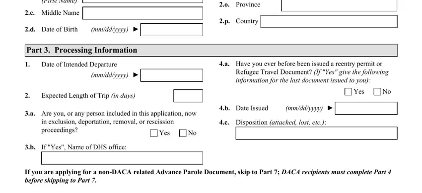 Completing section 4 of application travel document