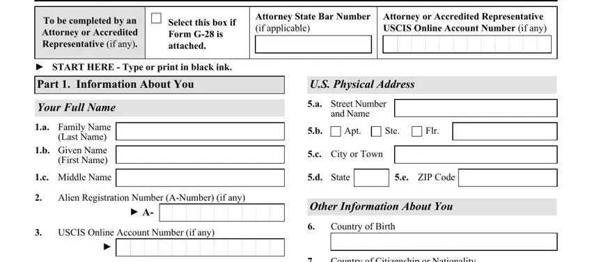 Stage # 1 of submitting 539 uscis online