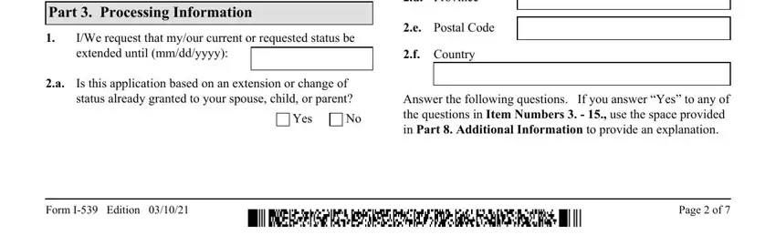 Step # 5 in completing 539 uscis online