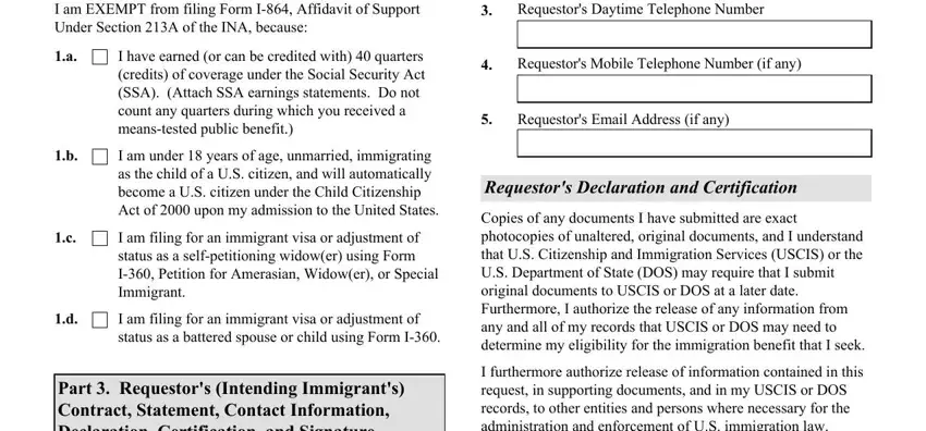 Filling out segment 3 of form 864w