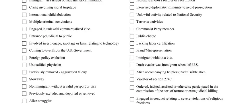 Engaged in unlawful commercialized, Prostitute andor Procurer of, and Public charge of inadmissibility