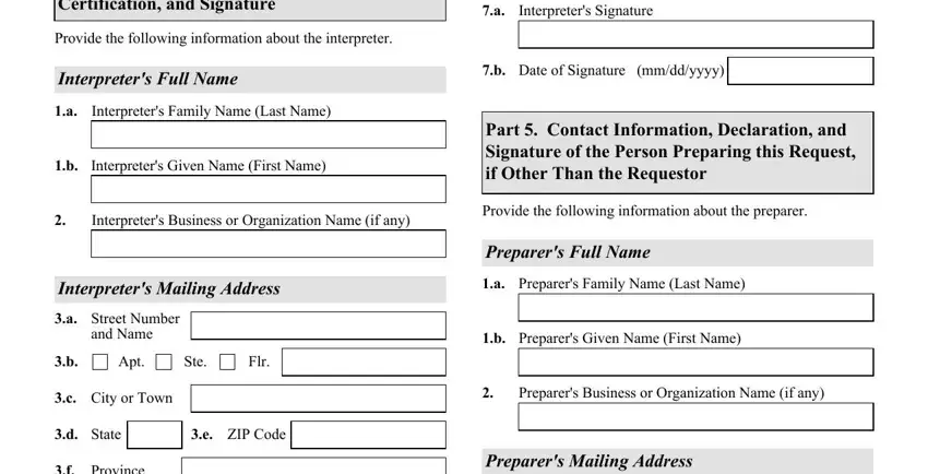 Stage no. 5 for filling in form 864w