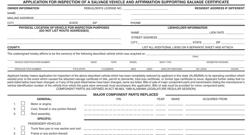 Filling in segment 1 of Form Inv 26 15