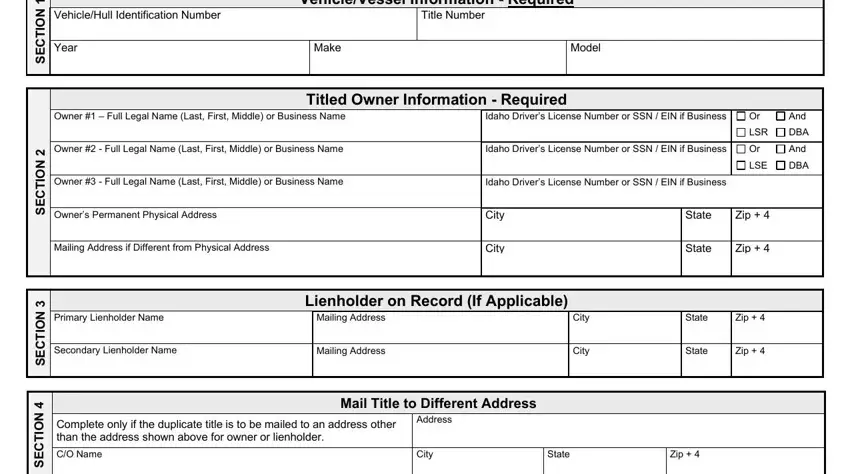 Learn how to prepare idaho dmv duplicate title application stage 1