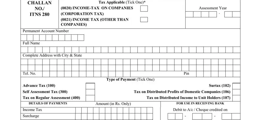 Part no. 1 in filling out challan no 280 in excel