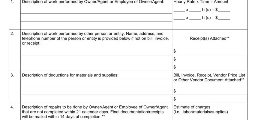 Filling in segment 4 in security deposit form california