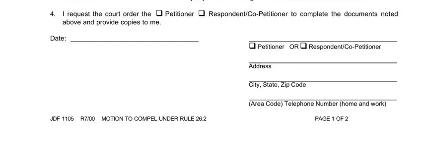 q Petitioner OR q, City State Zip Code, and Date inside 