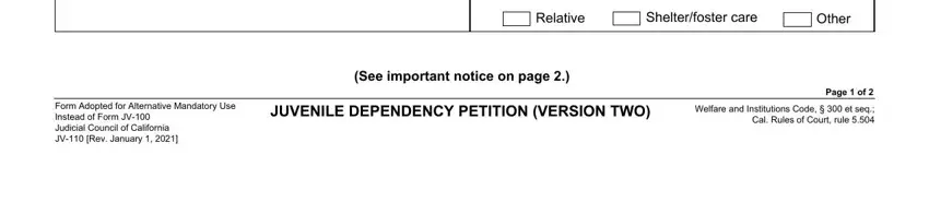 Form Adopted for Alternative, Other, and Welfare and Institutions Code   et inside california form juvenile petition