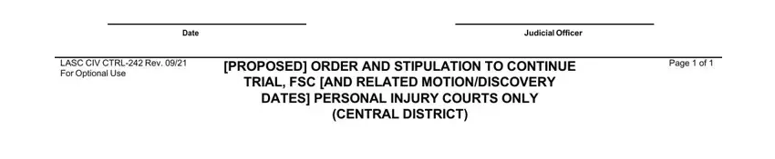 TRIAL FSC AND RELATED, LASC CIV CTRL Rev  For Optional Use, and DATES PERSONAL INJURY COURTS ONLY in stipulation continue trial form