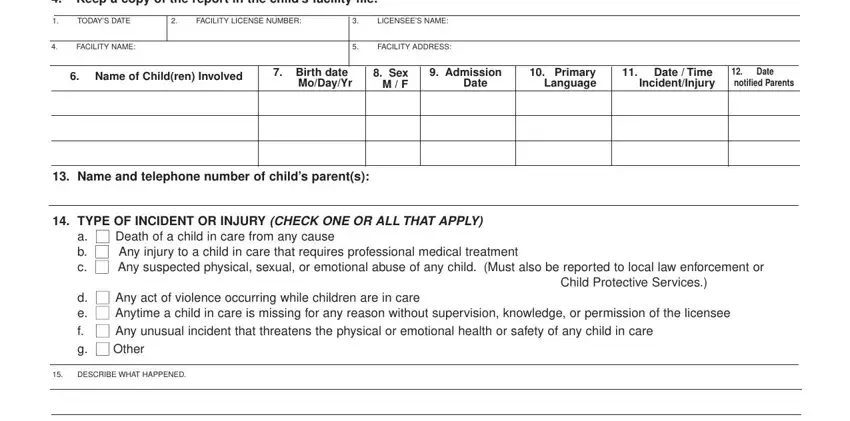 Part no. 1 of filling out death incident report