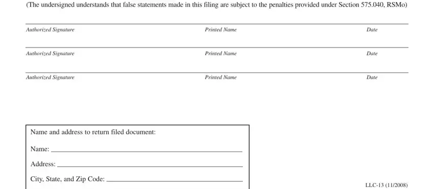 Part no. 2 in filling out false