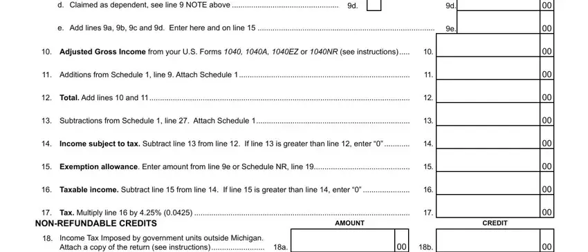 Additions from Schedule  line, Adjusted Gross Income from your, and AMOUNT inside Preparers