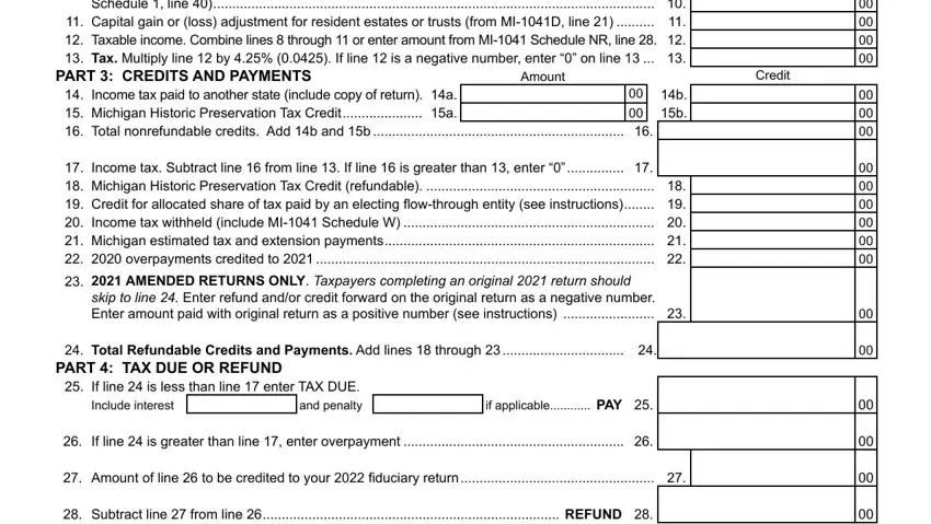 Part # 2 of filling in 2020 mi 1041