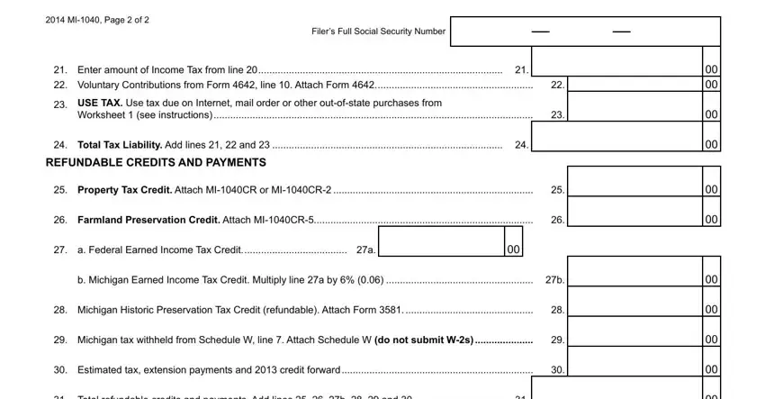 Michigan tax withheld from, MI Page  of, and Filers Full Social Security Number in Preparers
