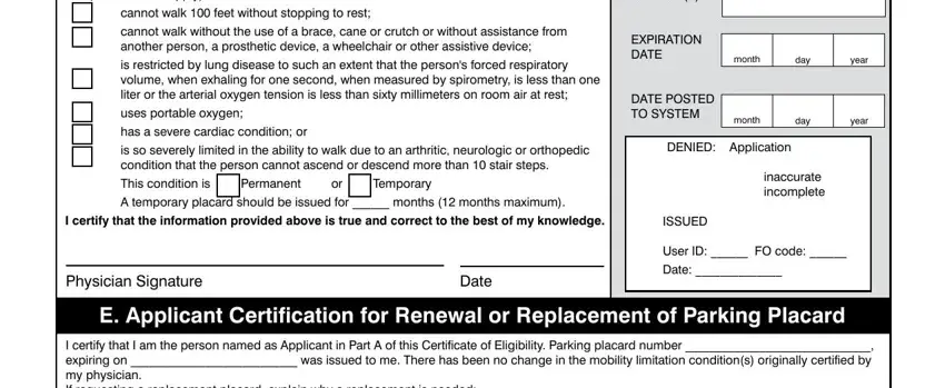 Stage number 2 of submitting nm handicap placard
