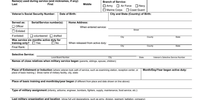Filling out section 2 of fillable 13075