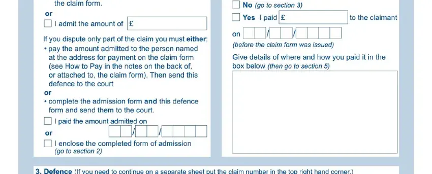 Filling in part 2 in n9b defence form