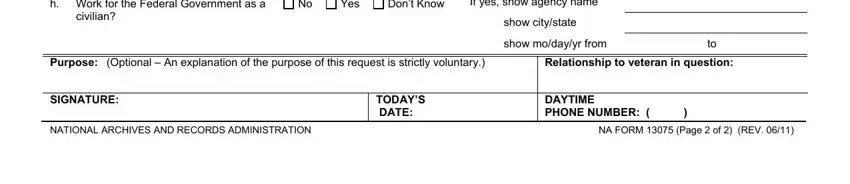 Filling out section 4 in fillable 13075
