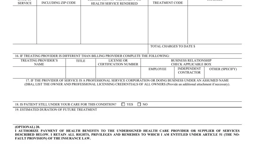 Part # 3 in filling in nys no fault forms