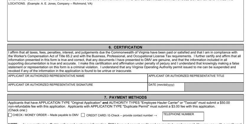 Guidelines on how to fill in dmvnow oa142 portion 4
