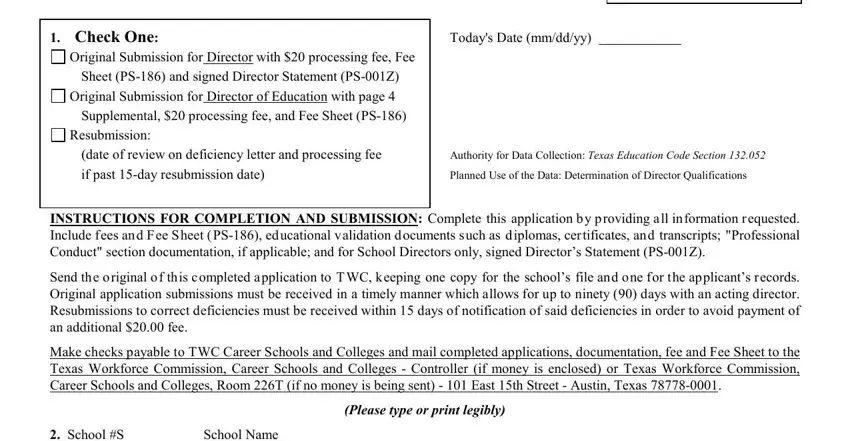 Stage number 1 for completing twc 1 form