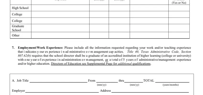 Completing part 3 of twc 1 form