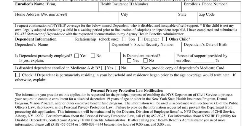 Part # 1 of filling out NYS