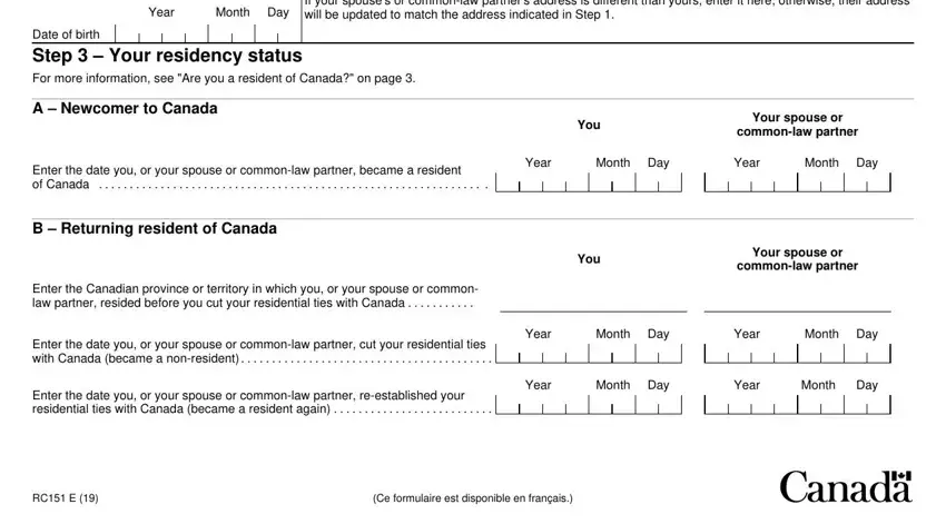 Stage number 2 of filling in rc151 gst hst credit application