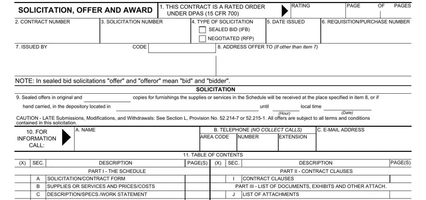 Stage no. 1 of filling out offer form standard