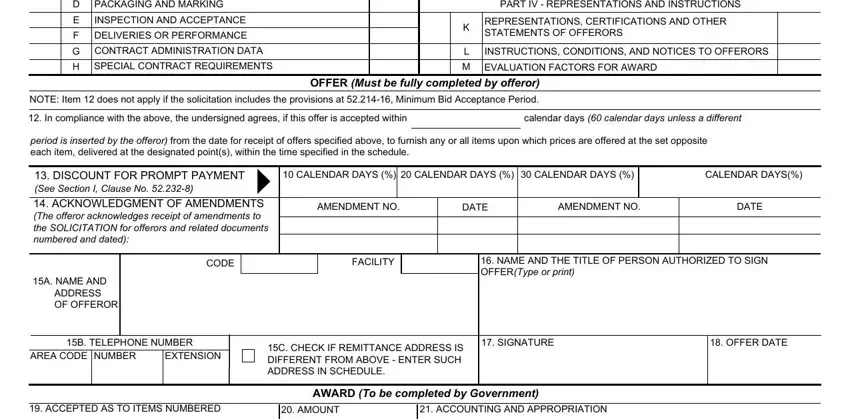 INSPECTION AND ACCEPTANCE, DELIVERIES OR PERFORMANCE, and DISCOUNT FOR PROMPT PAYMENT See of offer form standard