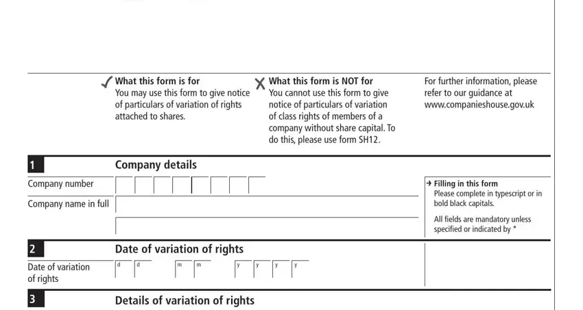 Filling in section 1 of companieshouse