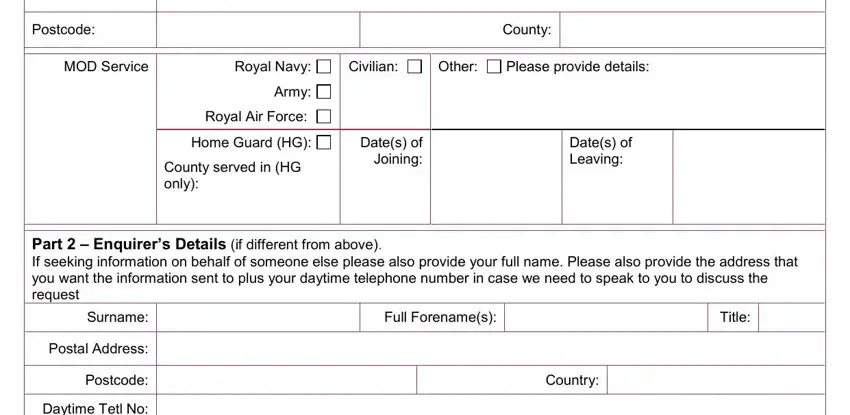Completing segment 2 of mod form 1694 sar