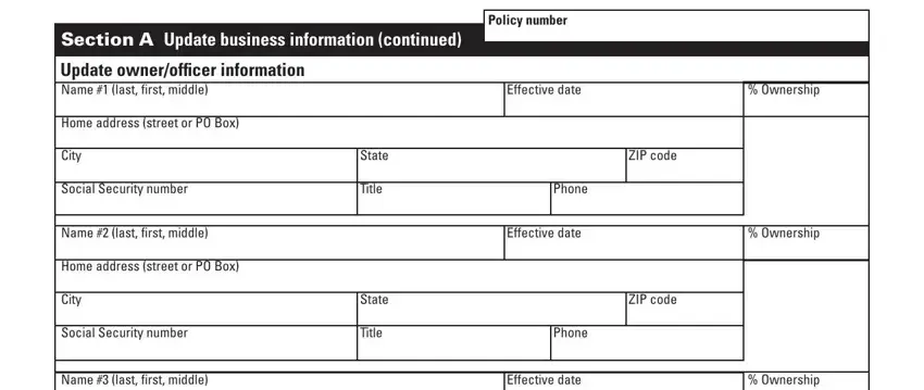Social Security number, Home address street or PO Box, and Section A Update business inside ohio bwc u 117