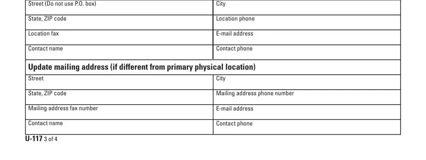 Update mailing address if, State ZIP code, and Mailing address fax number inside ohio bwc u 117