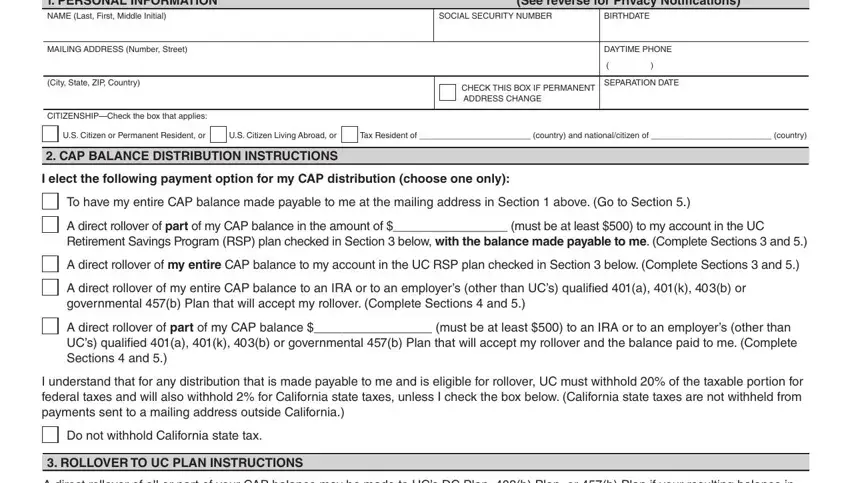 Step no. 1 in filling in Form Uben 142Cap