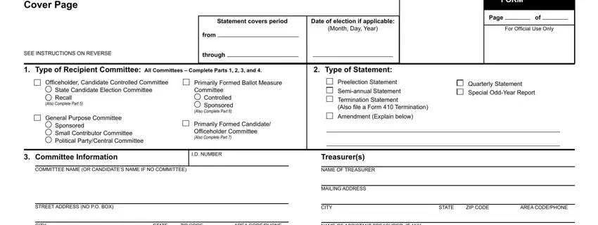 form candidate making completion process shown (step 1)
