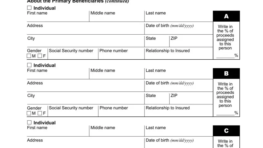 About the Primary Beneficiaries, Social Security number, and Relationship to Insured in metlife beneficiary