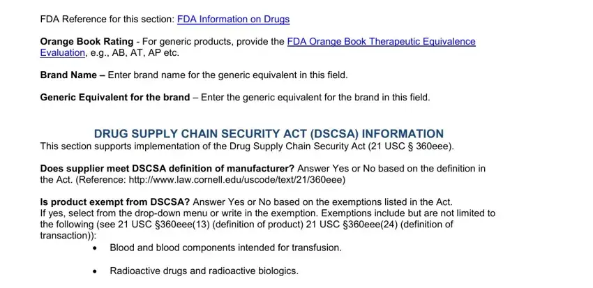 Step no. 1 of completing standard product information