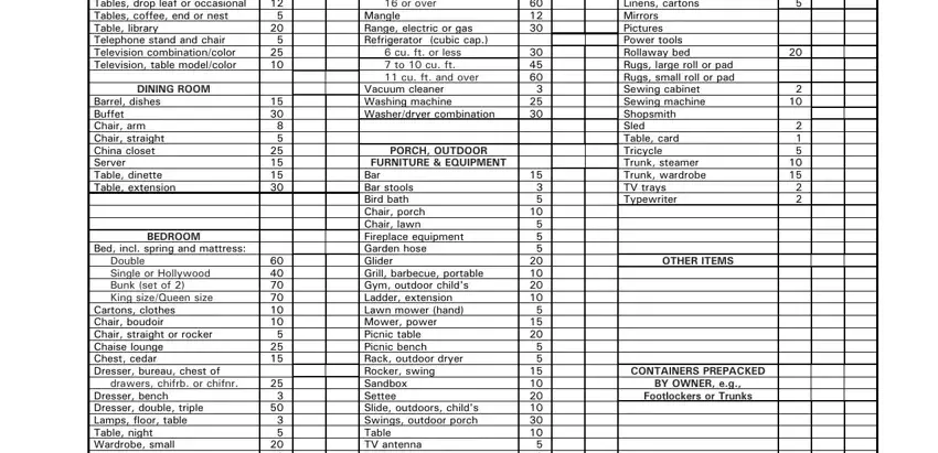 Step number 2 for submitting home inventory worksheets pdf