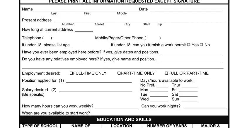 Part no. 1 in completing hotel application form template