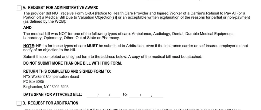 Stage no. 1 for filling in hp 1 form