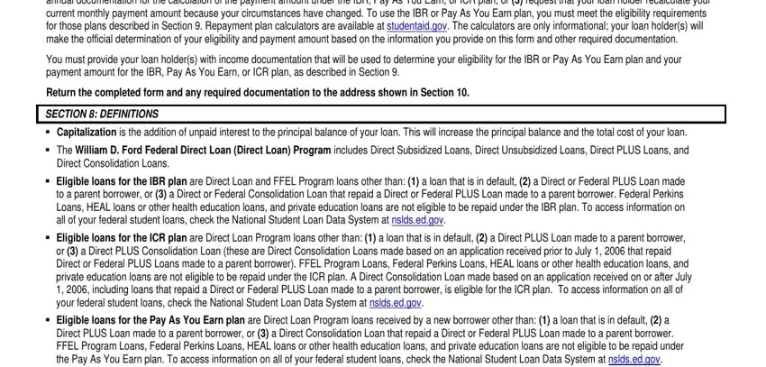 Use this form to  request the IBR, Direct Consolidation Loans, and Return the completed form and any inside ibr application 2019