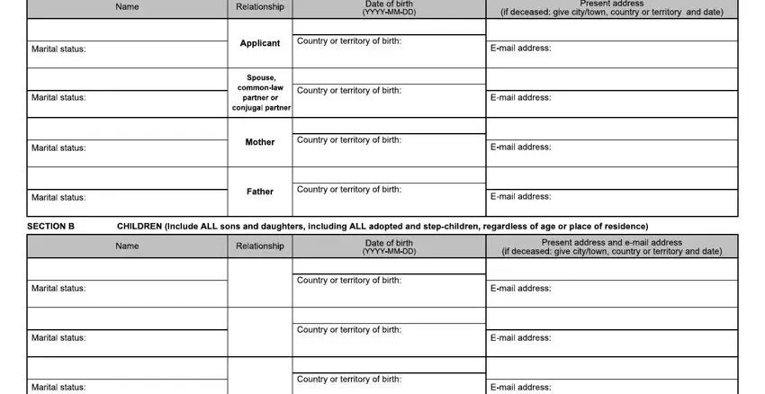 Filling in section 1 of imm 5406 form 2021