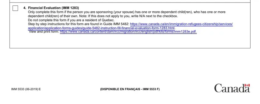 Only complete this form if the, Financial Evaluation IMM, and DISPONIBLE EN FRANÇAIS  IMM  F in canada imm 5533