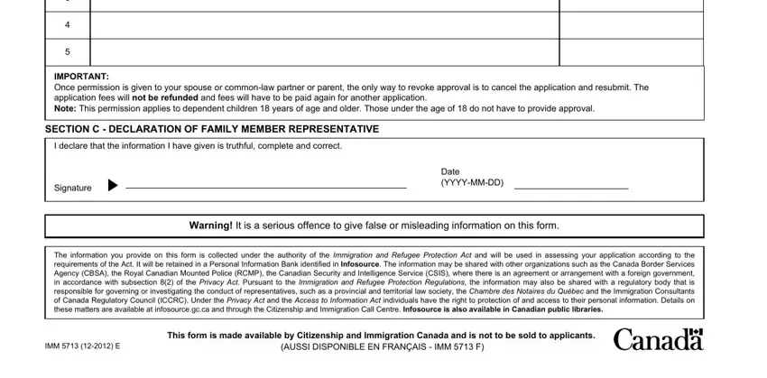 Completing section 2 in family representative