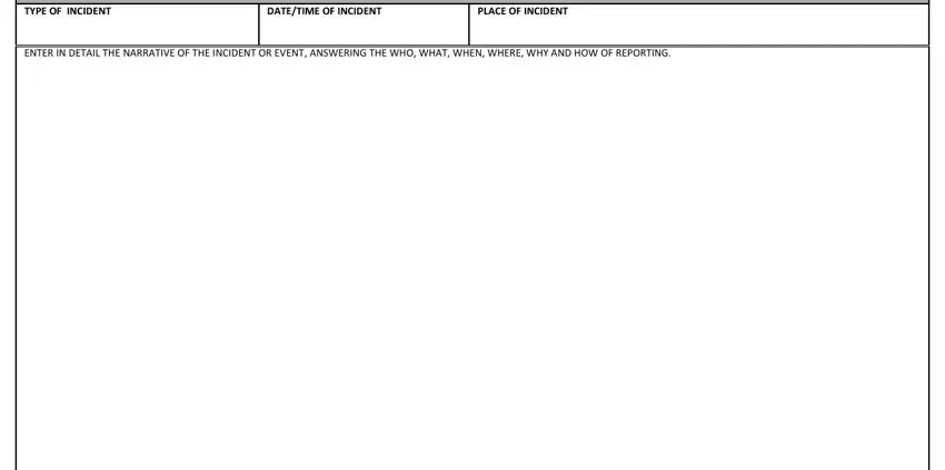 PLACE OF INCIDENT, ENTER IN DETAIL THE NARRATIVE OF, and DATETIME OF INCIDENT inside police incident report sample philippines