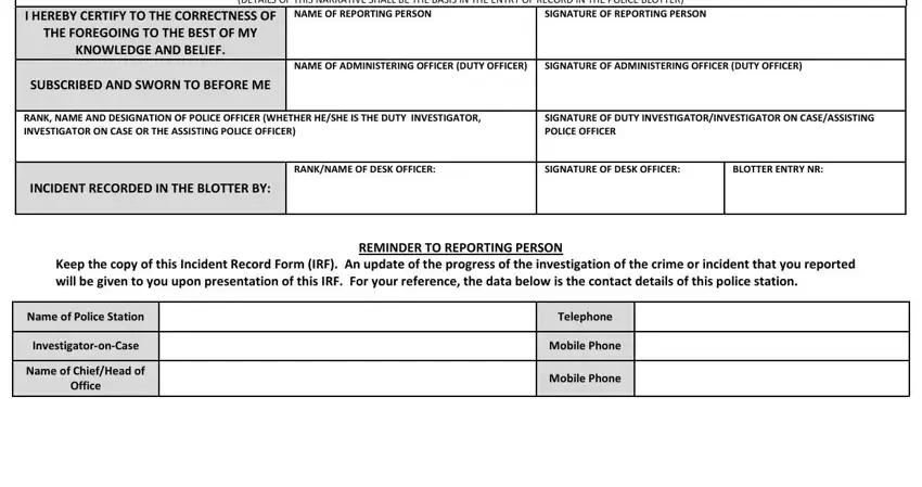 Part number 5 in filling in police incident report sample philippines